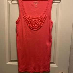 Brand New Old Navy Coral Pink Beaded Tank Top SZ Large